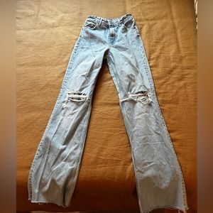 Wide Leg/ high raise light wash denim